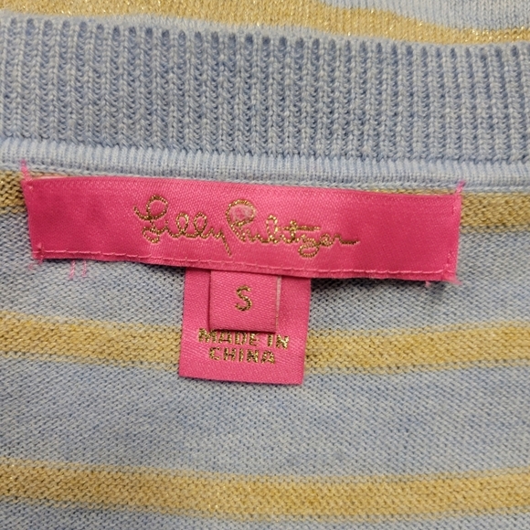 COPY - Lilly Pulitzer Cobo Cool Max knit Sweater Light Blue Gold Stripe size S - Picture 11 of 12